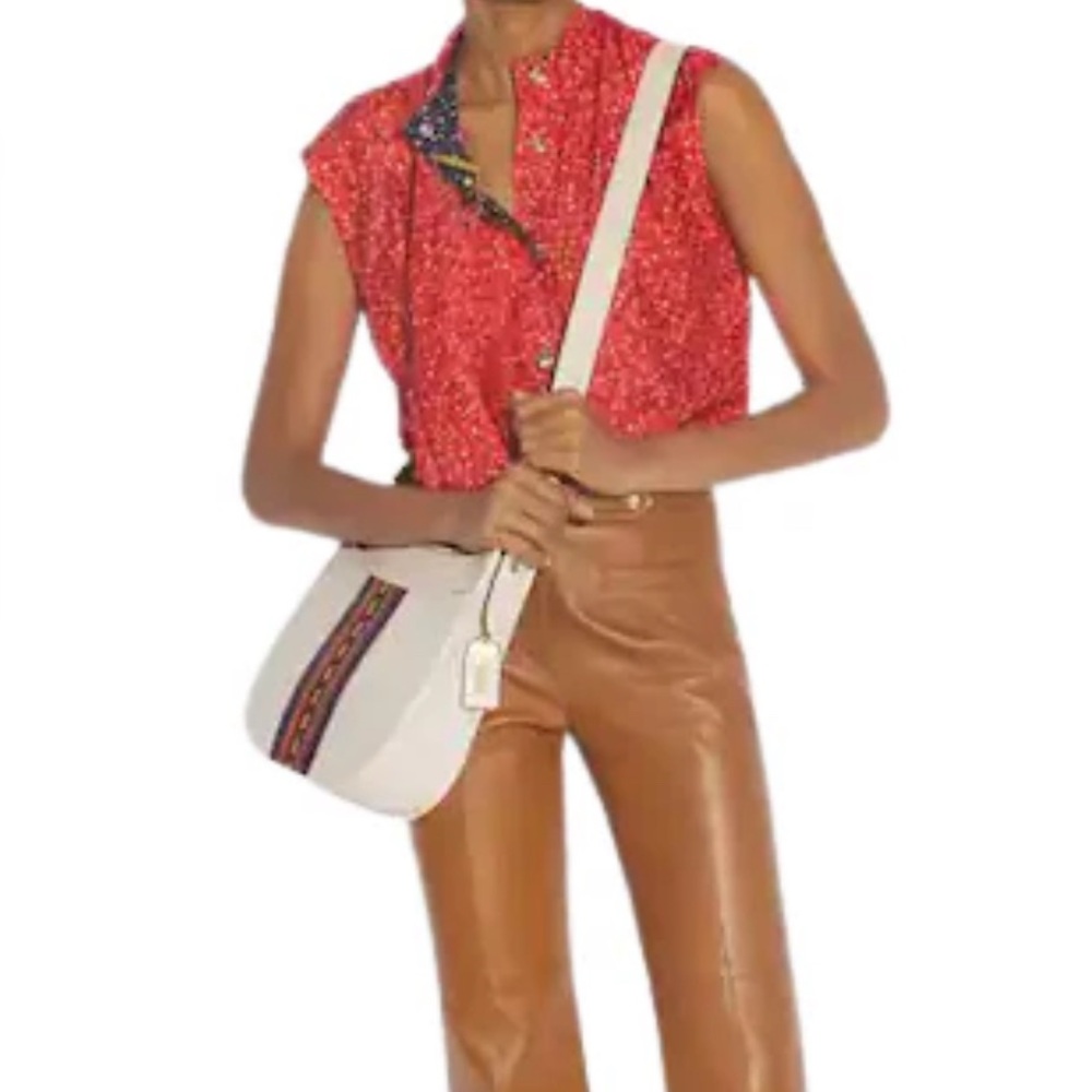 COACH 1941 Emery Varsity Stripe Glovetanned Pebble Leather Crossbody in Chalk - Picture 12 of 13